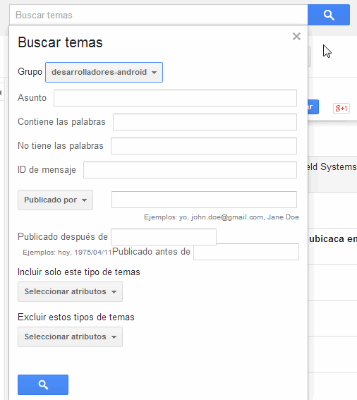 búsqueda avanzada en grupos