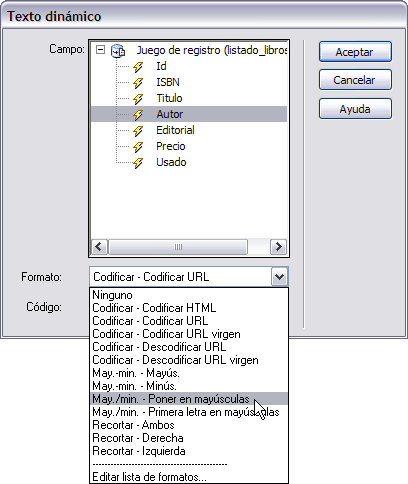 Texto din&aacute;mico