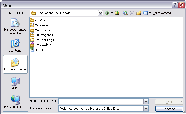 cuadro de di�logo abrir
