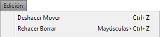 Menú Edición → Deshacer