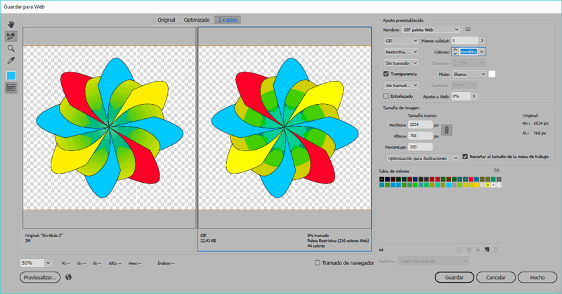 Guardar para Web y dispositivos