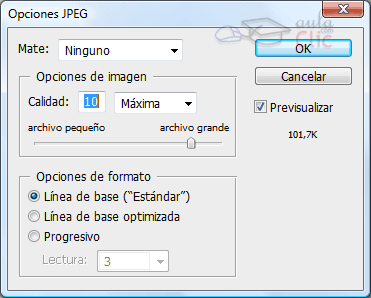 Opciones JPG