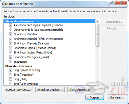 Referencia - men&uacute; contextual