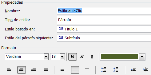Nuevo estilo - configuraci&oacute;n