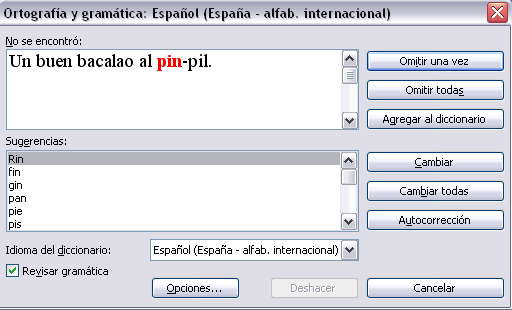 Ejemplo error ortogr�fico